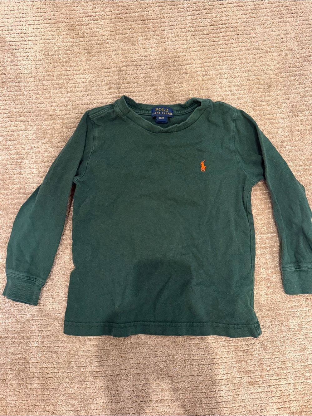 Polo by Ralph Lauren Forest Green Long-Sleeve Tee with Orange Pony